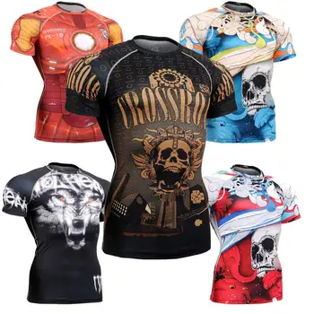 Brand Men's Sports underwear Compression Base Layer Short Sleeve Shirts Workout Fitness MMA Gym Running Body building
Brand Men's Sports underwear Compression Base Layer Short Sleeve Shirts Workout Fitness MMA Gym Running Body building