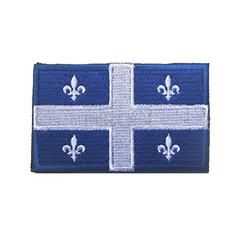 

Embroidery Patch Canada Quebec Flag Tactical Army Morale Patch Emblem Applique Military Hook & Loop Fastener Embroidered Badges