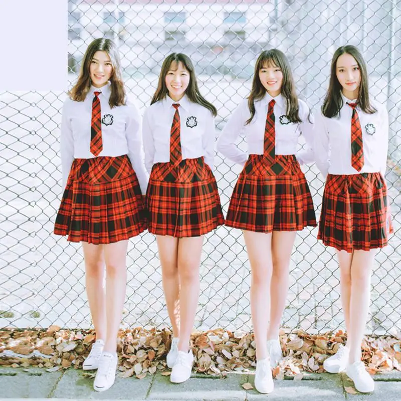 Japanese School Uniform For Girls Sailor White Tops+tie+skirt Korean British Style Plaid Skirts Students Clothes Women Man Sets
Japanese School Uniform For Girls Sailor White Tops+tie+skirt Korean British Style Plaid Skirts Students Clothes Women Man Sets
