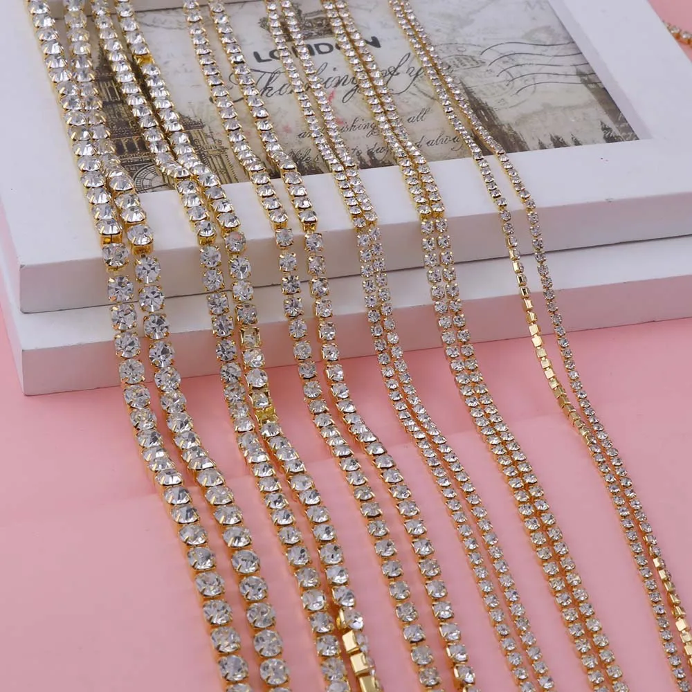 9 Meters SS6-SS24 Gold Base With Clear Color Rhinestone Nail Stone Close Chain For DIY Nail Art Decor/Clothes/Jewelry Making
9 Meters SS6-SS24 Gold Base With Clear Color Rhinestone Nail Stone Close Chain For DIY Nail Art Decor/Clothes/Jewelry Making