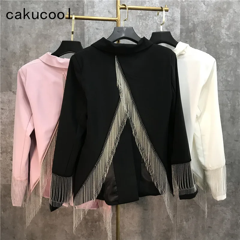 Cakucool Women Formal Jacket Runway Design Turn-down Collar Slit Back Tassels Single Button Coat Chic Korean Outerwear Female
Cakucool Women Formal Jacket Runway Design Turn-down Collar Slit Back Tassels Single Button Coat Chic Korean Outerwear Female