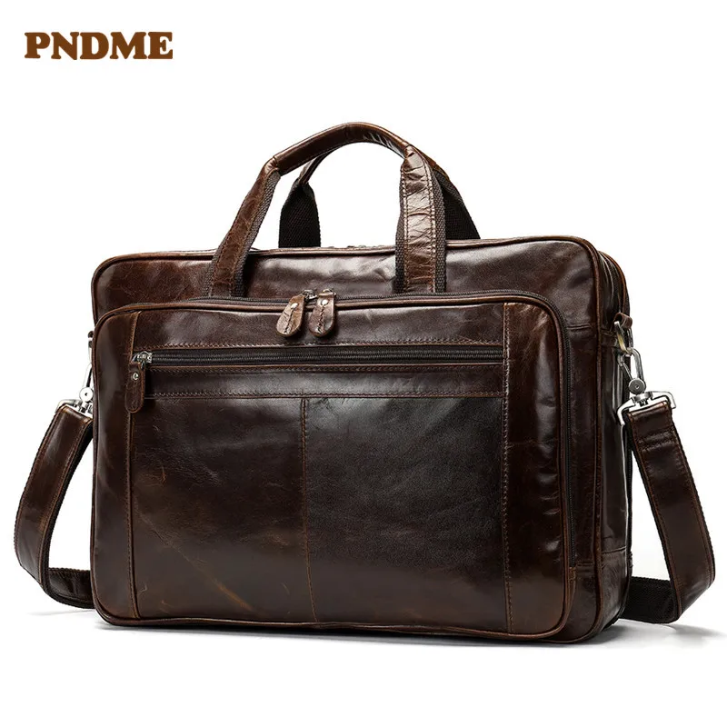 PNDME men's genuine leather 15 inch briefcase vintage cowhide leather shoulder bag messenger bags business handbag laptop bags
PNDME men's genuine leather 15 inch briefcase vintage cowhide leather shoulder bag messenger bags business handbag laptop bags