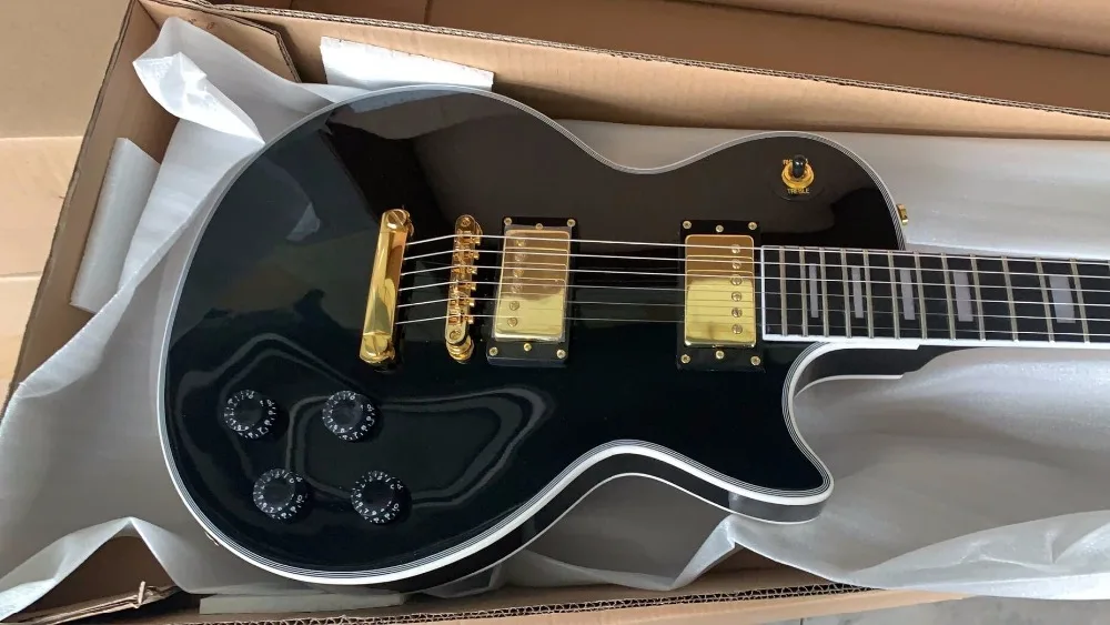 Black custom guitar;FREE SHIPPING