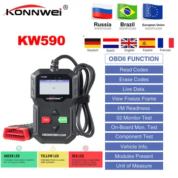 OBD2 Auto Diagnostic Scanner Universal Car Code Reader konnwei KW590 Full OBD 2 OBDII Function Car Diagnostic-tool PK ELM327
OBD2 Auto Diagnostic Scanner Universal Car Code Reader konnwei KW590 Full OBD 2 OBDII Function Car Diagnostic-tool PK ELM327