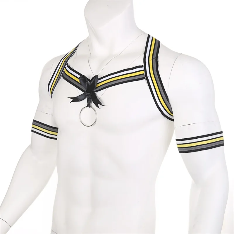 Sexy Harness Body Bondage Chest Shoulder Strap Men Elastic Stage Hollow Performance Costume Halter Clubwear Mens Bow Tie Clothes
Sexy Harness Body Bondage Chest Shoulder Strap Men Elastic Stage Hollow Performance Costume Halter Clubwear Mens Bow Tie Clothes