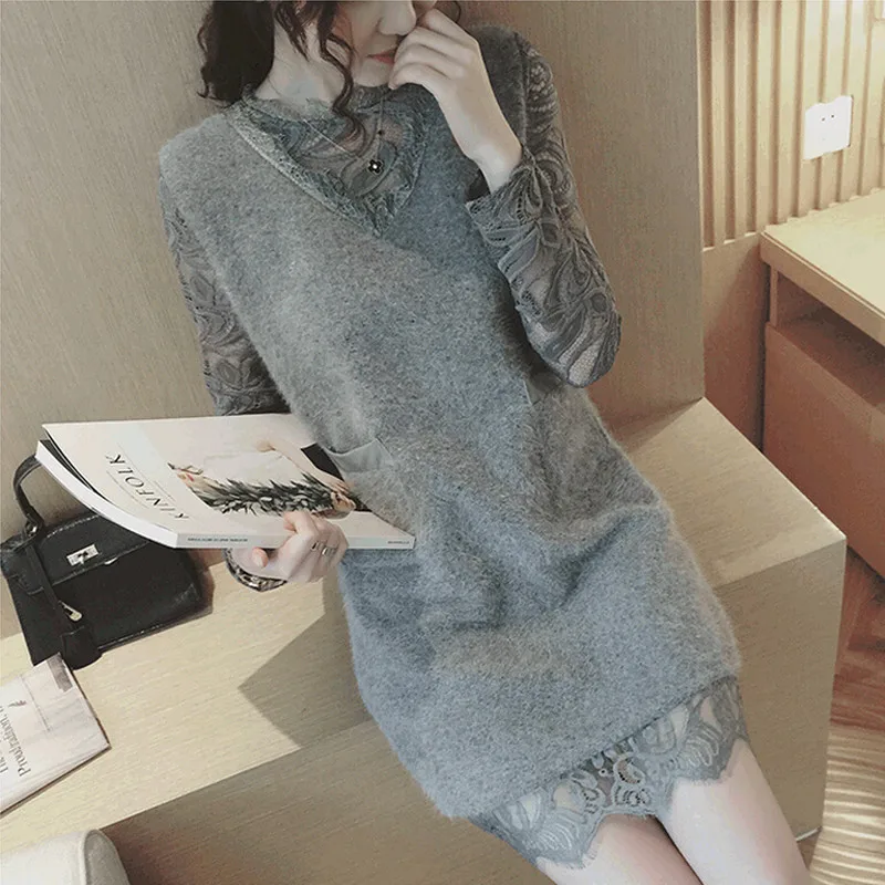3xl plus big size women clothing 2017 spring autumn winter korean thin cute sweet gray black lace dress female A2816
3xl plus big size women clothing 2017 spring autumn winter korean thin cute sweet gray black lace dress female A2816