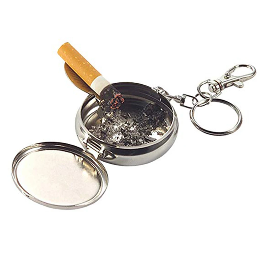 

New Mini Outdoors Round Cigarette Keychain Portable Ashtrays Alloy Pocket Smoke Ash Ashtray Keychain Fashion