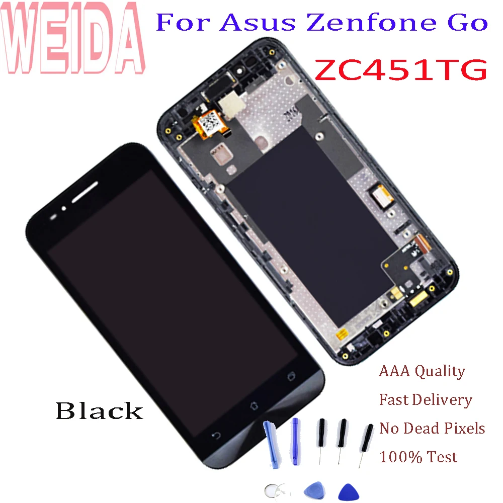 WEIDA Touch Screen 4.5" For Asus Zenfone Go zc451tg ZC451TG Touch Digitizer Glass Panel Assembly + Frame with Tool
WEIDA Touch Screen 4.5" For Asus Zenfone Go zc451tg ZC451TG Touch Digitizer Glass Panel Assembly + Frame with Tool