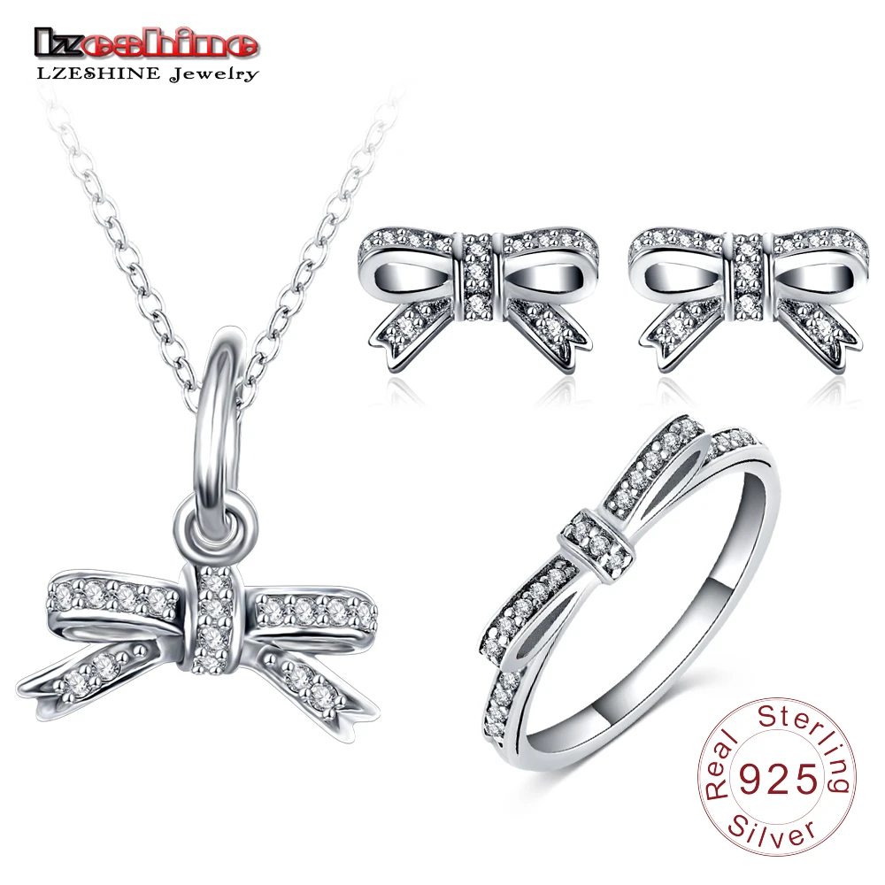 LZESHINE Authentic 925 Sterling Silver Lovely Bow Knot Pendant Earrings Ring Jewelry Sets Sterling Silver Jewelry PSST0019-B
LZESHINE Authentic 925 Sterling Silver Lovely Bow Knot Pendant Earrings Ring Jewelry Sets Sterling Silver Jewelry PSST0019-B