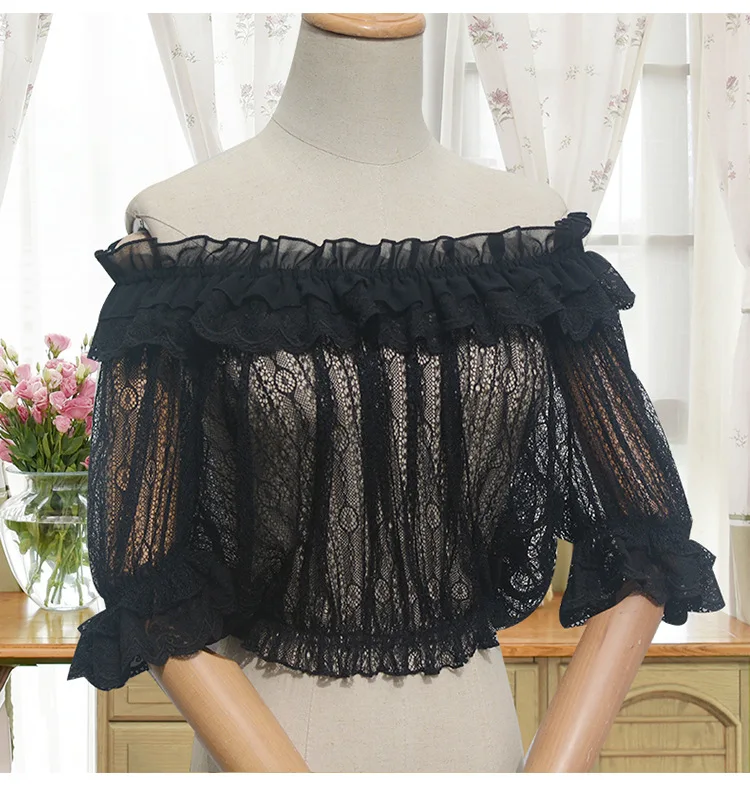 2019 New Arrival Women Gothic Vintage Lolita Transparent Short Sleeve Lace Shirt Black/White Off The Shoulder Crop Top Blouse
2019 New Arrival Women Gothic Vintage Lolita Transparent Short Sleeve Lace Shirt Black/White Off The Shoulder Crop Top Blouse