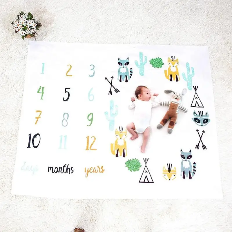 Cute Fox Printed Baby Blankets Soft Warm Toddlers Swaddle Wrap Monthly Growth Number Newborn Photo Background Infant Bath Towel
Cute Fox Printed Baby Blankets Soft Warm Toddlers Swaddle Wrap Monthly Growth Number Newborn Photo Background Infant Bath Towel