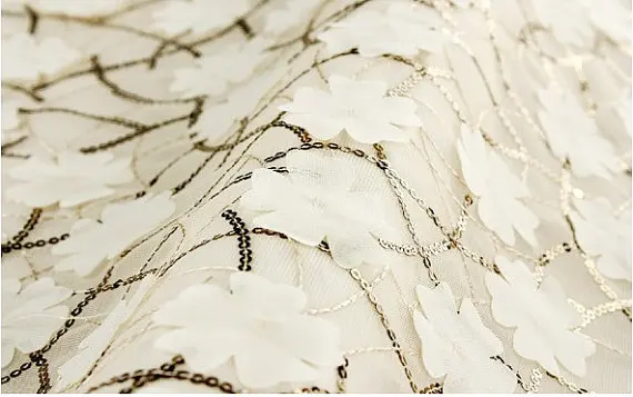 1 yard Ivory Lace Fabric, Embroidered Lace, Sequined Lace Fabric, Retro Floral Pattern with 3D Chiffon Applique
1 yard Ivory Lace Fabric, Embroidered Lace, Sequined Lace Fabric, Retro Floral Pattern with 3D Chiffon Applique