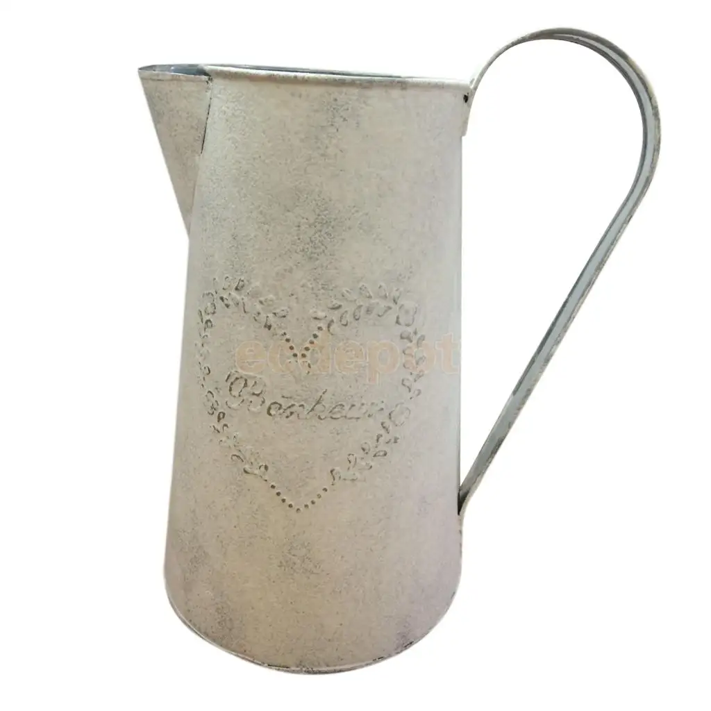 Vintage Shabby Chic Rustic Style Metal Jug Pitcher Flower Vase Wedding Decor