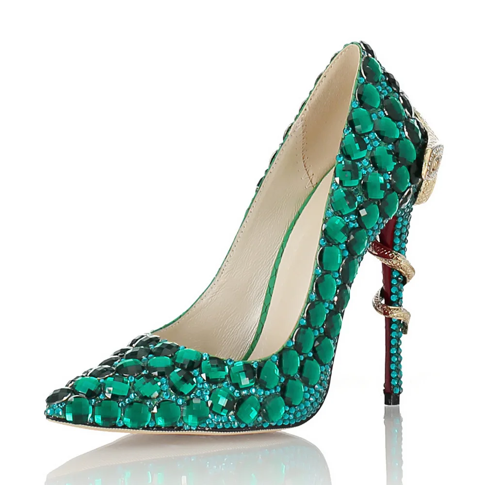 2018 autumn hand-set green rhinestones European and American leather high heels shallow mouth pointed stiletto bride shoes
2018 autumn hand-set green rhinestones European and American leather high heels shallow mouth pointed stiletto bride shoes