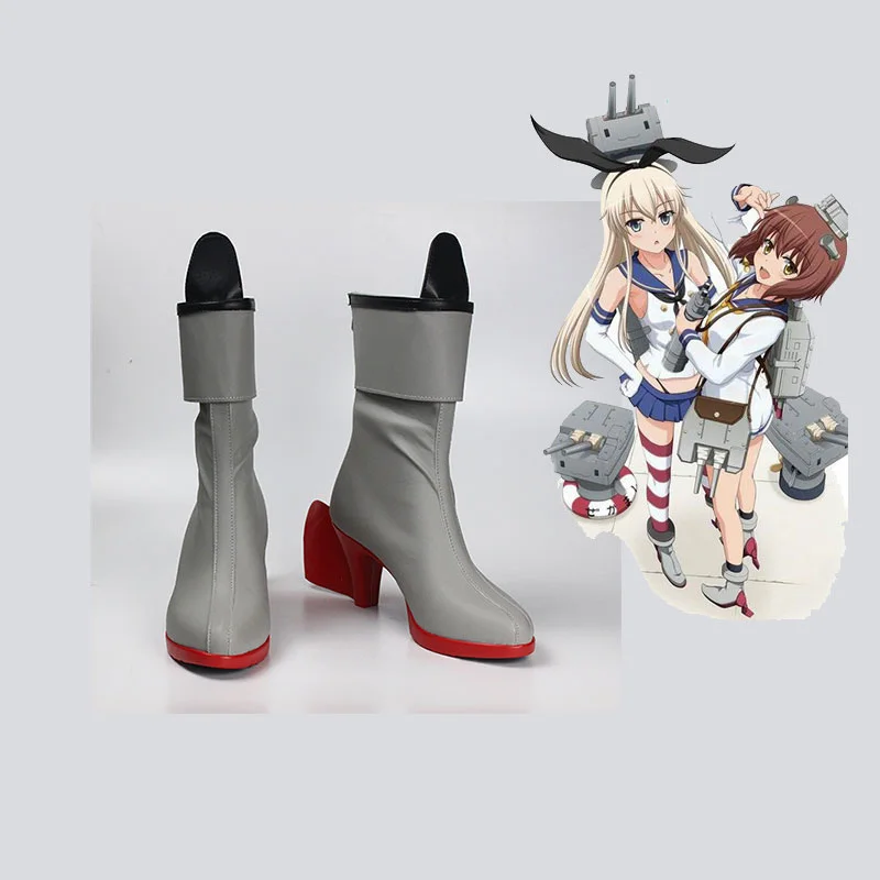 Японский аниме Kantai Коллекция туфли на высоком каблуке Косплей shimakaze ботинки