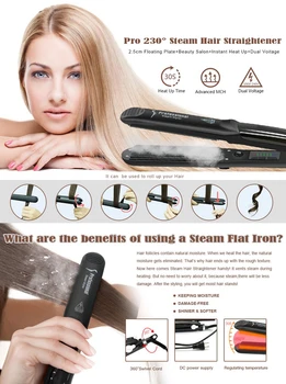 Professional Steam Hair Straightener Ceramic Vapor Hair Flat Iron Seam Hair Straightening Iron Curler Steamer Hair Styling Tool
Professional Steam Hair Straightener Ceramic Vapor Hair Flat Iron Seam Hair Straightening Iron Curler Steamer Hair Styling Tool