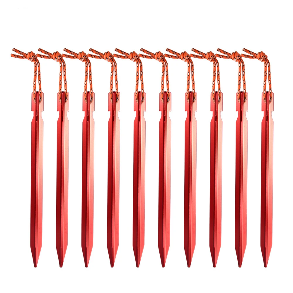 10Pcs/lot 18cm Aluminum Canopy Tri-beam Tent Pegs Garden Stakes Ground Nail Heavy Duty With Reflective Cord Hammock Camping
10Pcs/lot 18cm Aluminum Canopy Tri-beam Tent Pegs Garden Stakes Ground Nail Heavy Duty With Reflective Cord Hammock Camping