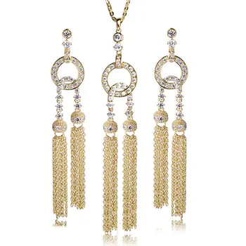 Upscale Tassel Wedding Jewelry Sets For Women Zircon Copper Gold Silver Color Long Drop Earrings Necklace Dangle orecchini colar
Upscale Tassel Wedding Jewelry Sets For Women Zircon Copper Gold Silver Color Long Drop Earrings Necklace Dangle orecchini colar