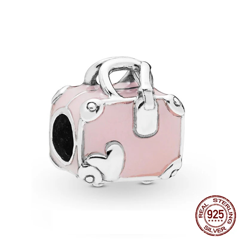 925 Sterling Silver Beads Pink Travel Bag Charms fit Original Pandora Bracelets Women DIY Jewelry
925 Sterling Silver Beads Pink Travel Bag Charms fit Original Pandora Bracelets Women DIY Jewelry