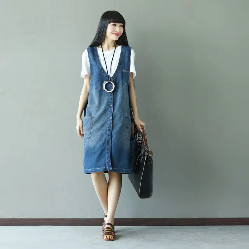 Big Size Women's Long Denim Vest Fashion Big Pockets Cotton Waistcoat Vintage Patchwork Sleeveless Jean Jacket G080401
Big Size Women's Long Denim Vest Fashion Big Pockets Cotton Waistcoat Vintage Patchwork Sleeveless Jean Jacket G080401