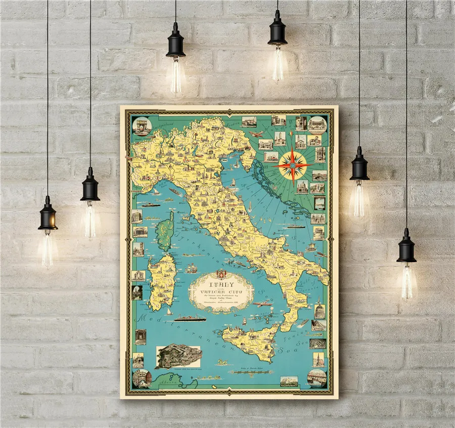 Italy with Vatican City Drawn Map Famous Architecture Pattern Exquisite Design Wall Sticker Canvas Print Poster Vintage Painting
Italy with Vatican City Drawn Map Famous Architecture Pattern Exquisite Design Wall Sticker Canvas Print Poster Vintage Painting