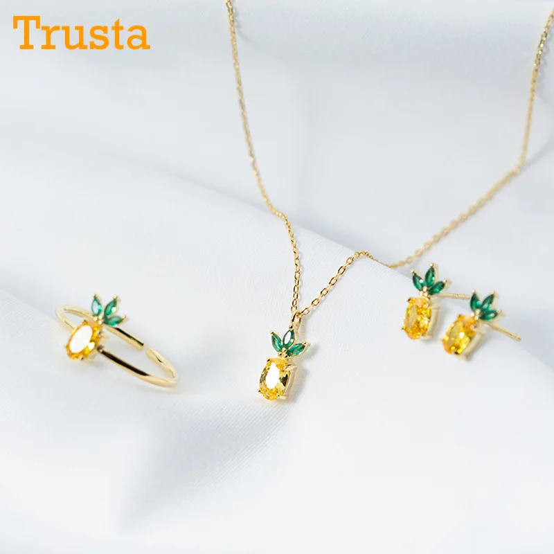 Trustdavis 100% 925 Sterling Silver Fruit Pineapple CZ Earring Ring Necklace For Women Girls Silver 925 Jewelry Wholesale DS846
Trustdavis 100% 925 Sterling Silver Fruit Pineapple CZ Earring Ring Necklace For Women Girls Silver 925 Jewelry Wholesale DS846