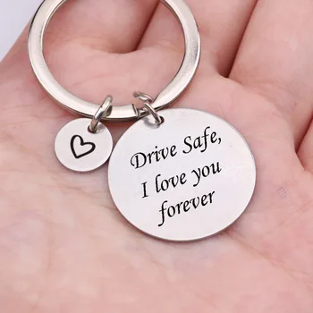 

Personalized Name keychain Keyring Custom engraved drive safe i love you forever tag charm Silver size circle couples family