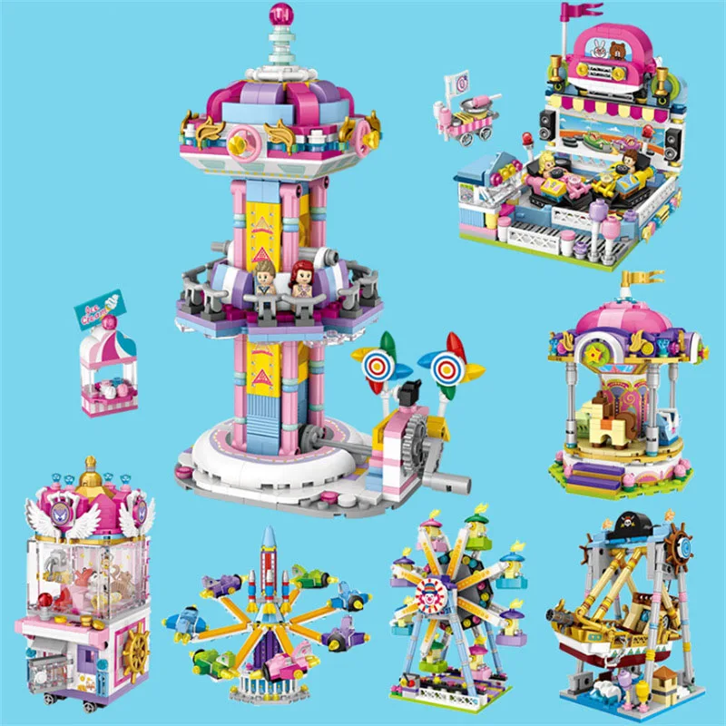 Mini Blocks Playground jumping machine Bumper car Toys A carousel Plastic Blocks Educational DIY Architecture Model
Mini Blocks Playground jumping machine Bumper car Toys A carousel Plastic Blocks Educational DIY Architecture Model