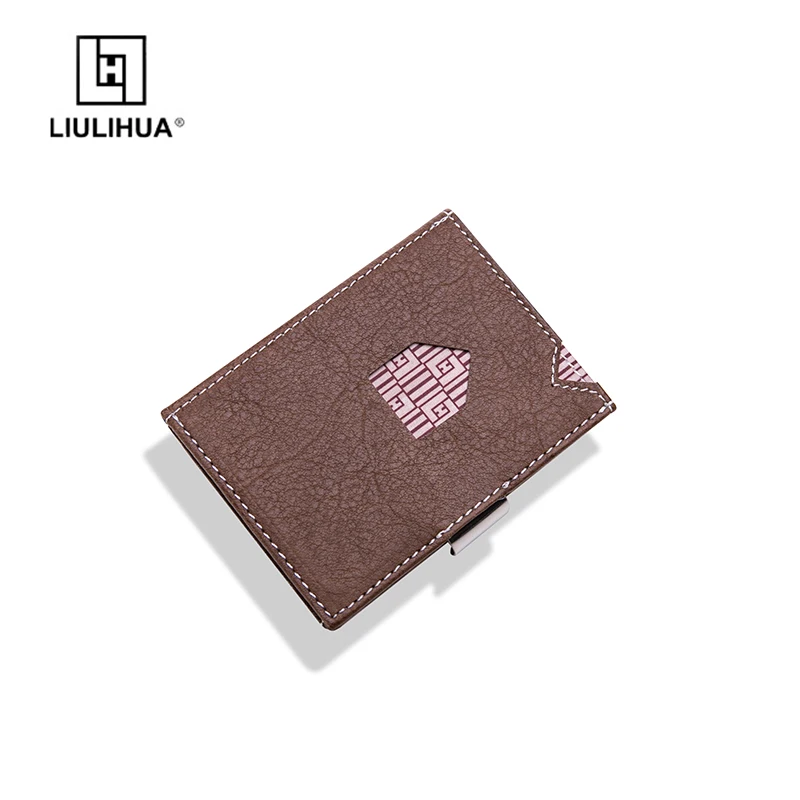 

LLH Bank Credit Card Case ID Holders Genuine Cow Leather Wallets Business Short purse With Card Holder Travel Men Wallets