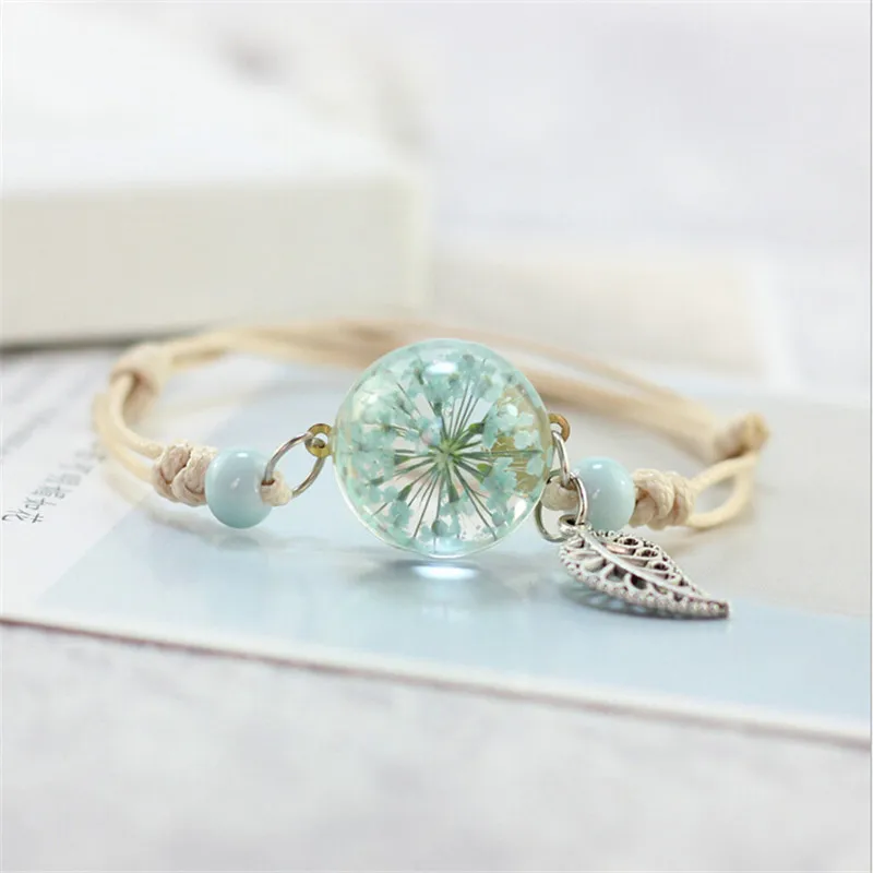 New Glass Ball Woven Bracelet Weave Lucky Flower Diy Bracelets Handmade Dried Flowers Glass Beads Bracelet Women Fashion Jewelry
New Glass Ball Woven Bracelet Weave Lucky Flower Diy Bracelets Handmade Dried Flowers Glass Beads Bracelet Women Fashion Jewelry