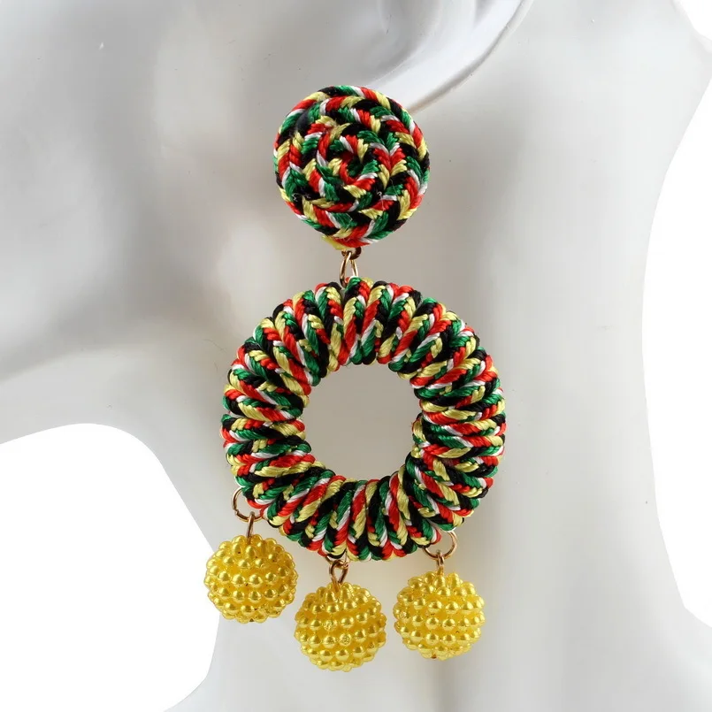 Florosy Colorful Rope Silk Thread Round Pendant Drop Dangle Earrings for Women Plastic Bead Ball Handmade Statement Earrings New
Florosy Colorful Rope Silk Thread Round Pendant Drop Dangle Earrings for Women Plastic Bead Ball Handmade Statement Earrings New