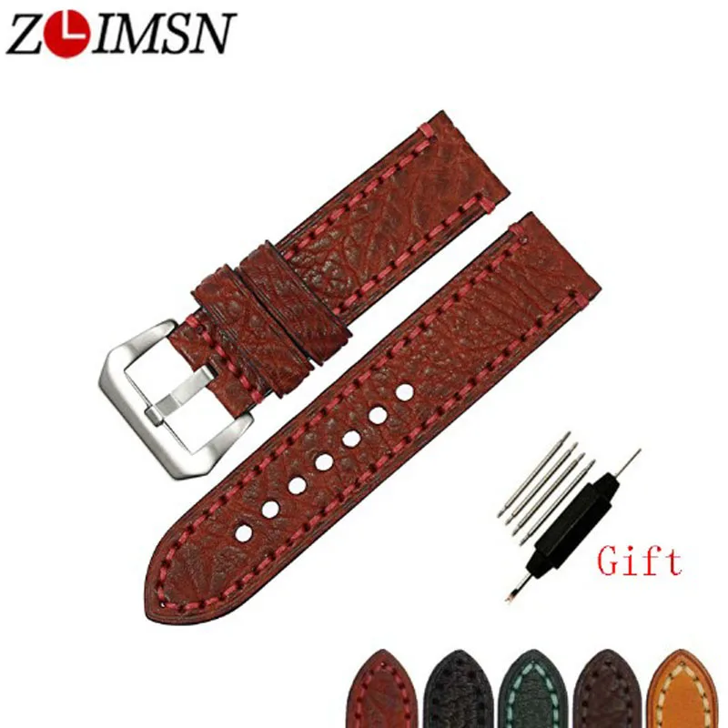 ZLIMSN New Men Genuine Leather Watchband Accessories Wristbands Watch Band Strap 5 colors Suitable For Watch 20mm 22mm 24mm 26mm
ZLIMSN New Men Genuine Leather Watchband Accessories Wristbands Watch Band Strap 5 colors Suitable For Watch 20mm 22mm 24mm 26mm