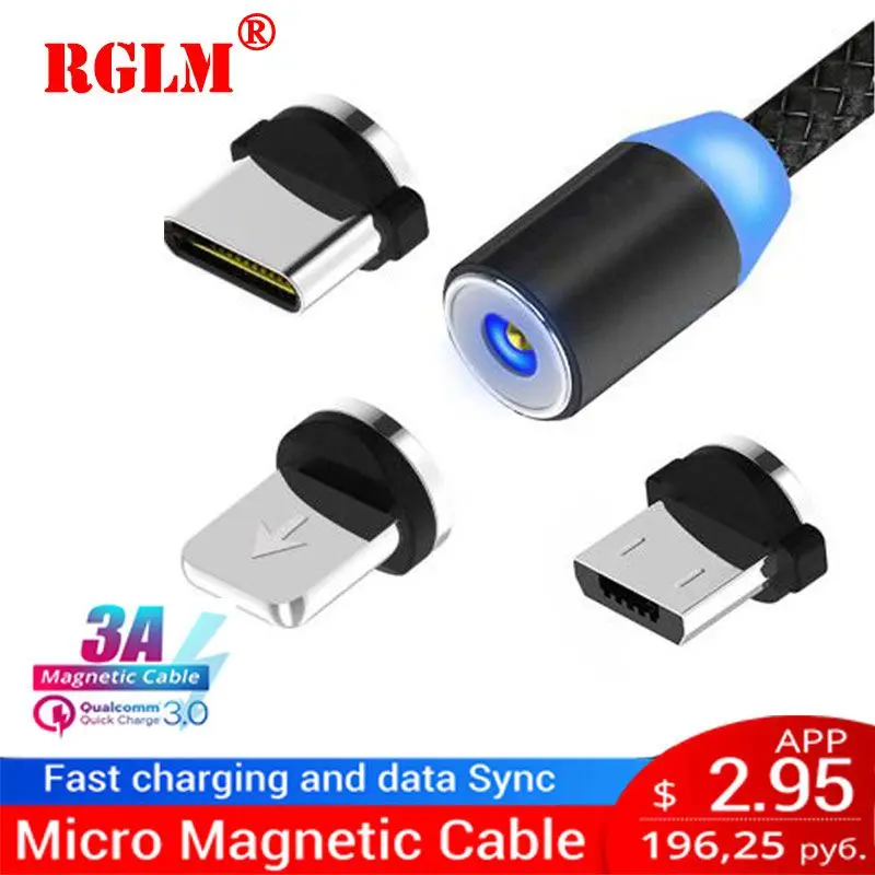 RGLM Micro USB Cable Magnetic Cable 3A Fast Charge 1m Android Mobile Quick Charging Magnet Cord Phone Date Cord USB Changer
RGLM Micro USB Cable Magnetic Cable 3A Fast Charge 1m Android Mobile Quick Charging Magnet Cord Phone Date Cord USB Changer