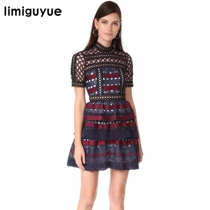2017 women hollow out short sleeve lace dress o neck slim mini short party summer dress vestidos self portrait dresses H0824
2017 women hollow out short sleeve lace dress o neck slim mini short party summer dress vestidos self portrait dresses H0824