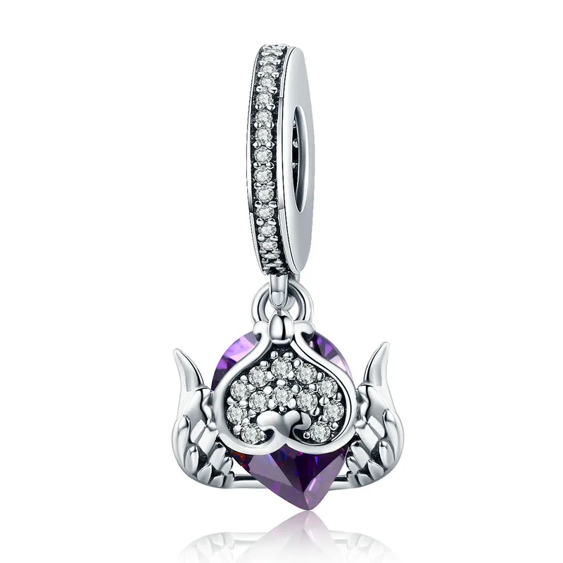 MOWIMO Wing Heart Dangle Charms 925 Sterling Silver Purple Stone CZ Bead Fit Original Pandora Bracelets Pendant Jewelry BKC564
MOWIMO Wing Heart Dangle Charms 925 Sterling Silver Purple Stone CZ Bead Fit Original Pandora Bracelets Pendant Jewelry BKC564