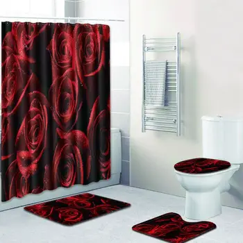 New Floor Rugs 4pcs/set Shower Curtain Set Bath Mat Roses Red Carpet Bathroom Anti Slip Christmas Doormat Blanket for Home Decor
New Floor Rugs 4pcs/set Shower Curtain Set Bath Mat Roses Red Carpet Bathroom Anti Slip Christmas Doormat Blanket for Home Decor