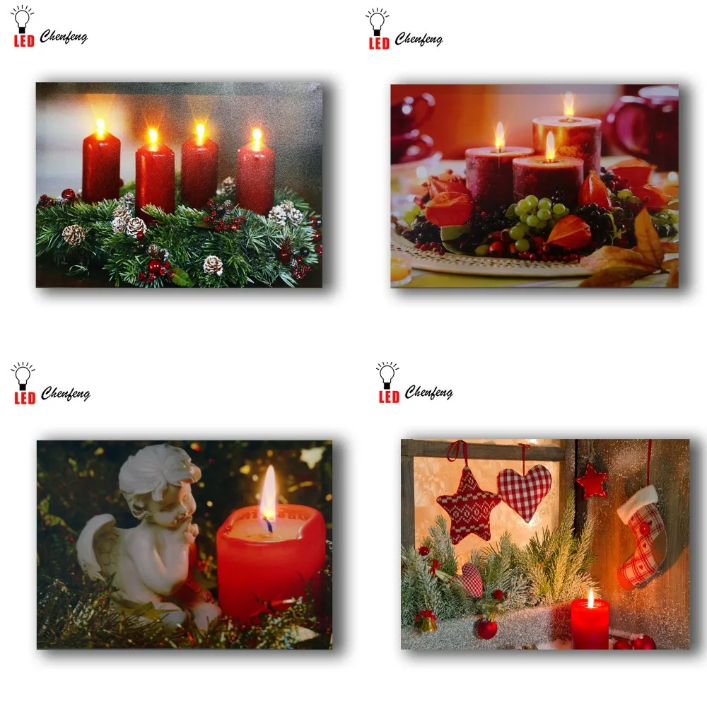 Led canvas printing christmas decorative wall picture with flicking candles light up painting posters and print holiday gift
Led canvas printing christmas decorative wall picture with flicking candles light up painting posters and print holiday gift