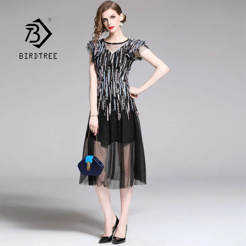 2019 New Summer Women's Black Mesh Geometric Sequin Dress Ruffle O Neck High Waist Lady A Line Vestido Vintage Hot Sale D94712Z
2019 New Summer Women's Black Mesh Geometric Sequin Dress Ruffle O Neck High Waist Lady A Line Vestido Vintage Hot Sale D94712Z