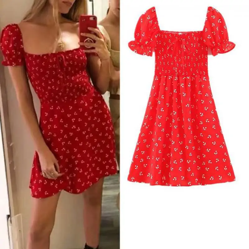 Summer New Women's Dress Fashion Casual Wild Chest Tie With Collar Floral Bubble Sleeve A Word Dress A87
Summer New Women's Dress Fashion Casual Wild Chest Tie With Collar Floral Bubble Sleeve A Word Dress A87