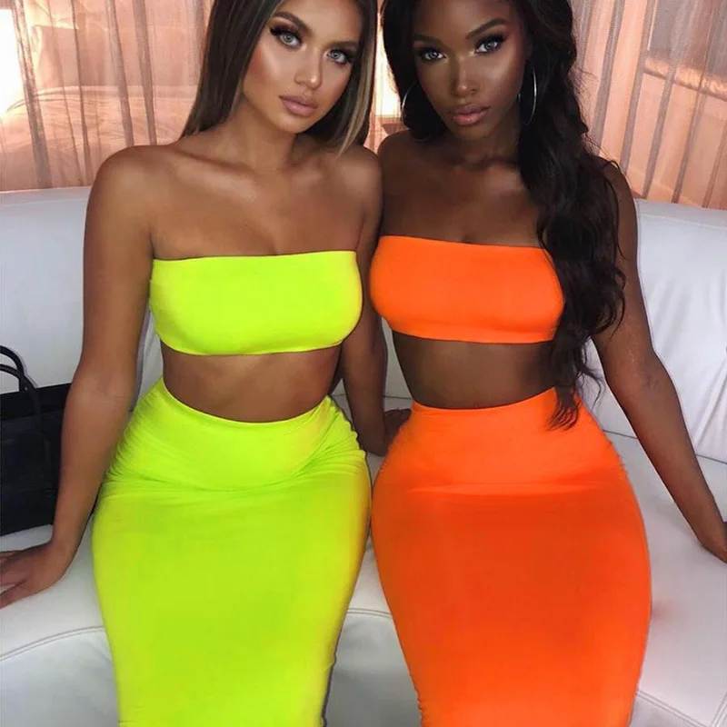 Sexy Two Piece Set Tube Top And Maxi Skirt Cute Summer Club Outfits For Women Orange 2 Piece Matching Sets
Sexy Two Piece Set Tube Top And Maxi Skirt Cute Summer Club Outfits For Women Orange 2 Piece Matching Sets