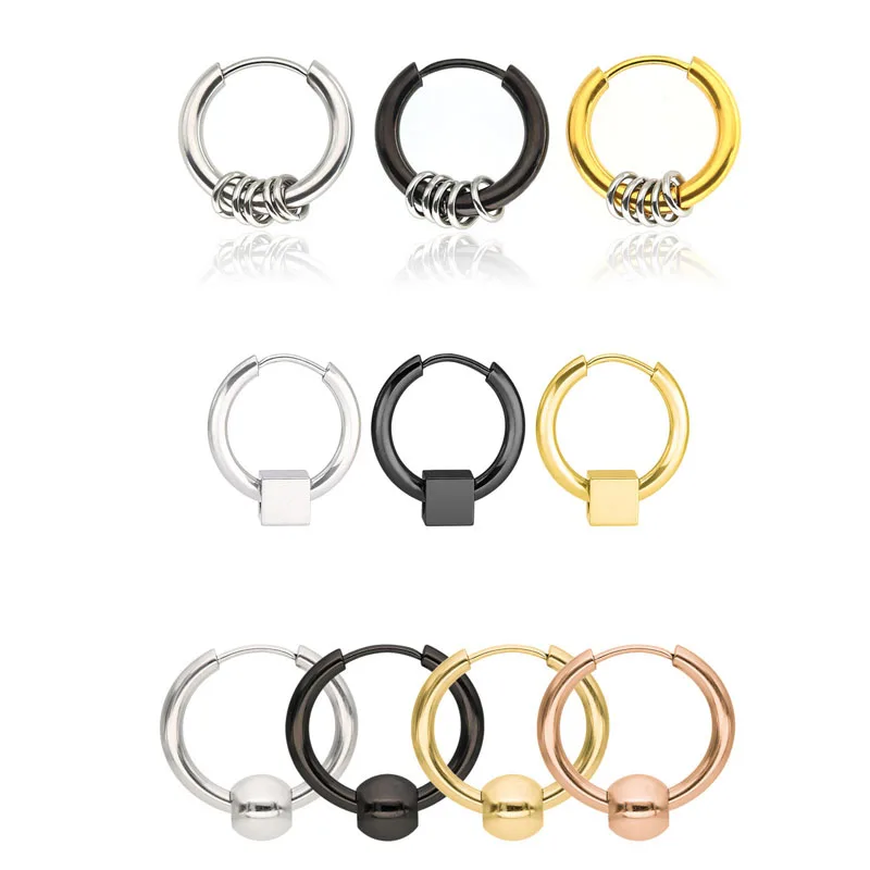Fashion Stainless Steel Hoop Earrings Small Circle Round Square Beaded For Women Men Punk Hip Hop Ear Jewelry Gifts 1 piece
Fashion Stainless Steel Hoop Earrings Small Circle Round Square Beaded For Women Men Punk Hip Hop Ear Jewelry Gifts 1 piece