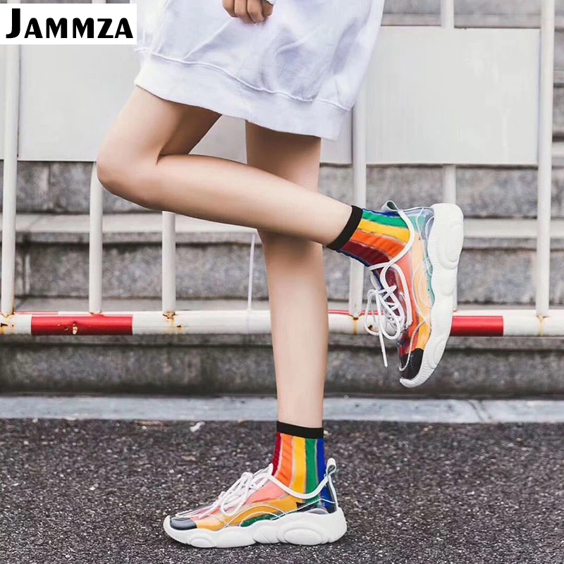Rainbow Stripe Women Thin Socks for Summer Mesh Fashion Colorful Street Casual Ins Hot Sale Art Silk Socks Korea Style Sexy Girl
Rainbow Stripe Women Thin Socks for Summer Mesh Fashion Colorful Street Casual Ins Hot Sale Art Silk Socks Korea Style Sexy Girl