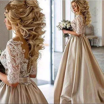 Elegant Evening Dresses robe de soiree Lace Satin Cheap Formal Dress abendkleider Long Evening Gowns A Line Champagne abiye
Elegant Evening Dresses robe de soiree Lace Satin Cheap Formal Dress abendkleider Long Evening Gowns A Line Champagne abiye