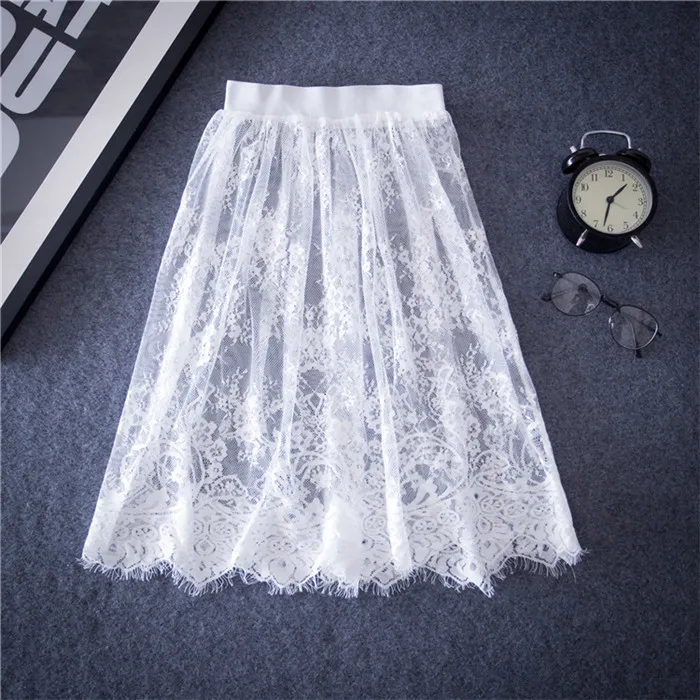 Spring Summer Women Sexy Lace Skirt Casual Beach Solid Elastic High Waist Tassel Hollow Out Mesh Tulle A-Line Shirt Underskirt
Spring Summer Women Sexy Lace Skirt Casual Beach Solid Elastic High Waist Tassel Hollow Out Mesh Tulle A-Line Shirt Underskirt