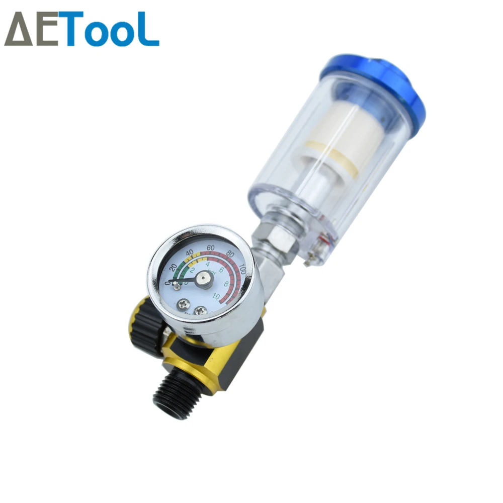 AETool 1/4 Thread 0-140PSI/10Bar LVLP HVLP Paint Spary Gun Pressure Regulator Gauge with In-Line Water Trap Filter and Co
AETool 1/4 Thread 0-140PSI/10Bar LVLP HVLP Paint Spary Gun Pressure Regulator Gauge with In-Line Water Trap Filter and Co