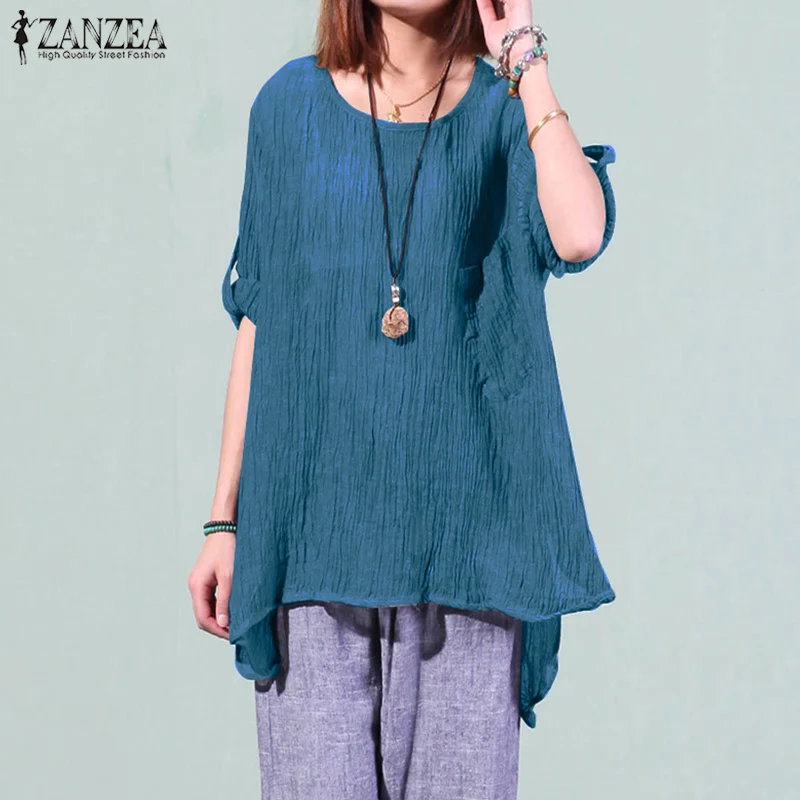2019 ZANZEA Women Blouse Summer O Neck Long Sleeve Casual Cotton Linen Work Shirt Solid LooseFeminina Party Top Blusa Plus Size
2019 ZANZEA Women Blouse Summer O Neck Long Sleeve Casual Cotton Linen Work Shirt Solid LooseFeminina Party Top Blusa Plus Size