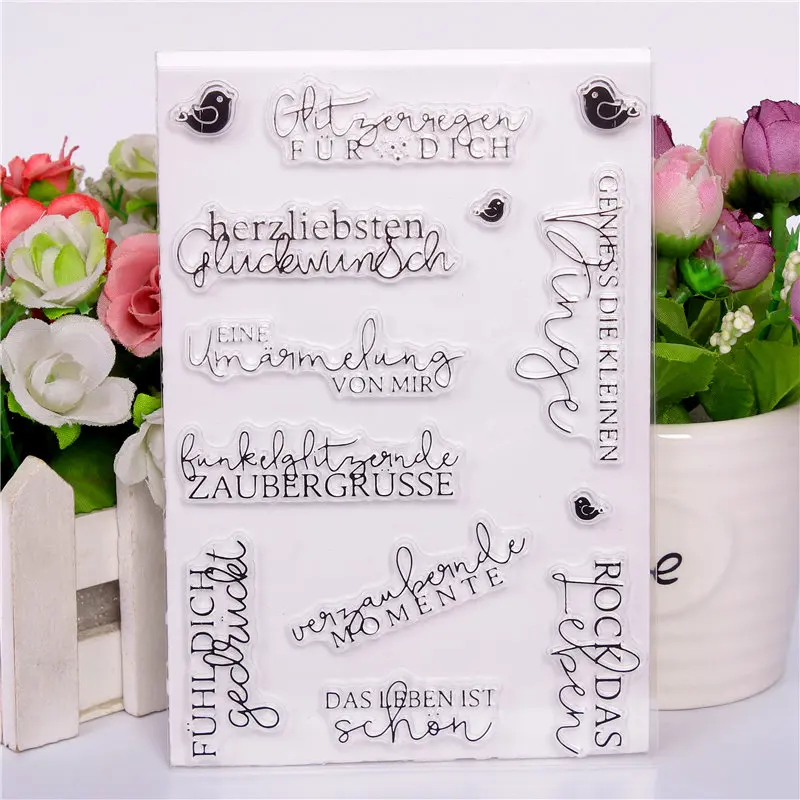 German word Rubber Silicone Clear Stamps for Scrapbooking Tampons Transparents Seal Background Stamp Card Making Diy blessing
German word Rubber Silicone Clear Stamps for Scrapbooking Tampons Transparents Seal Background Stamp Card Making Diy blessing