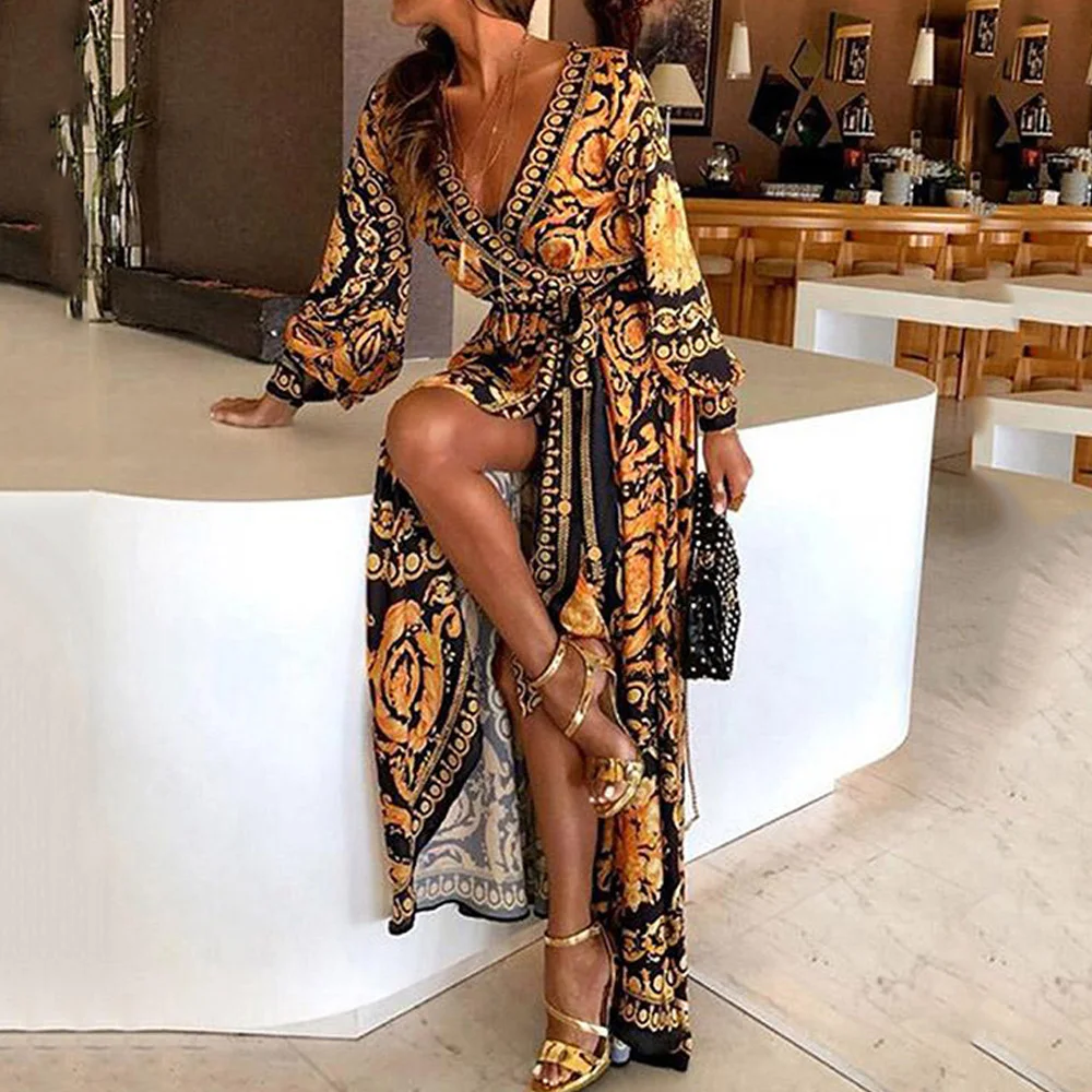 Elegant Designer Maxi Dress Runway 2019 Sexy V Neck High Quality Evening Long Party Split Dress Vintage Print Floor Length Robes
Elegant Designer Maxi Dress Runway 2019 Sexy V Neck High Quality Evening Long Party Split Dress Vintage Print Floor Length Robes