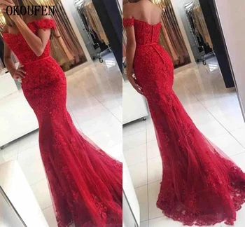 2019 Lace Mermaid Evening Dresses Red Buttons Off the Shoulder Full Length Long robe de soiree vestido de fiesta de noche abiye
2019 Lace Mermaid Evening Dresses Red Buttons Off the Shoulder Full Length Long robe de soiree vestido de fiesta de noche abiye