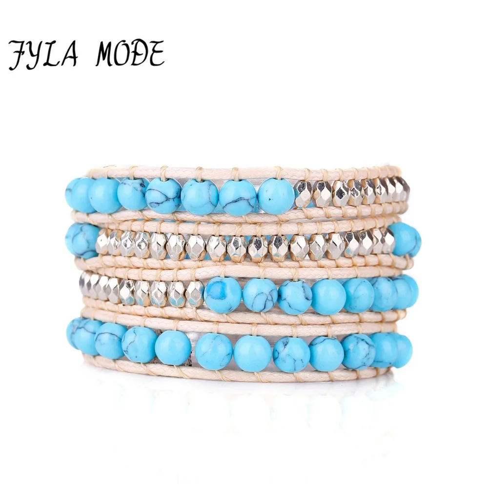 Fyla Mode Beige Cord 4 Rows Beaded Leather Wrap Bracelet Woven Friendship Turquoise Beaded Party Bracelet Jewelry Girls Bracelet
Fyla Mode Beige Cord 4 Rows Beaded Leather Wrap Bracelet Woven Friendship Turquoise Beaded Party Bracelet Jewelry Girls Bracelet